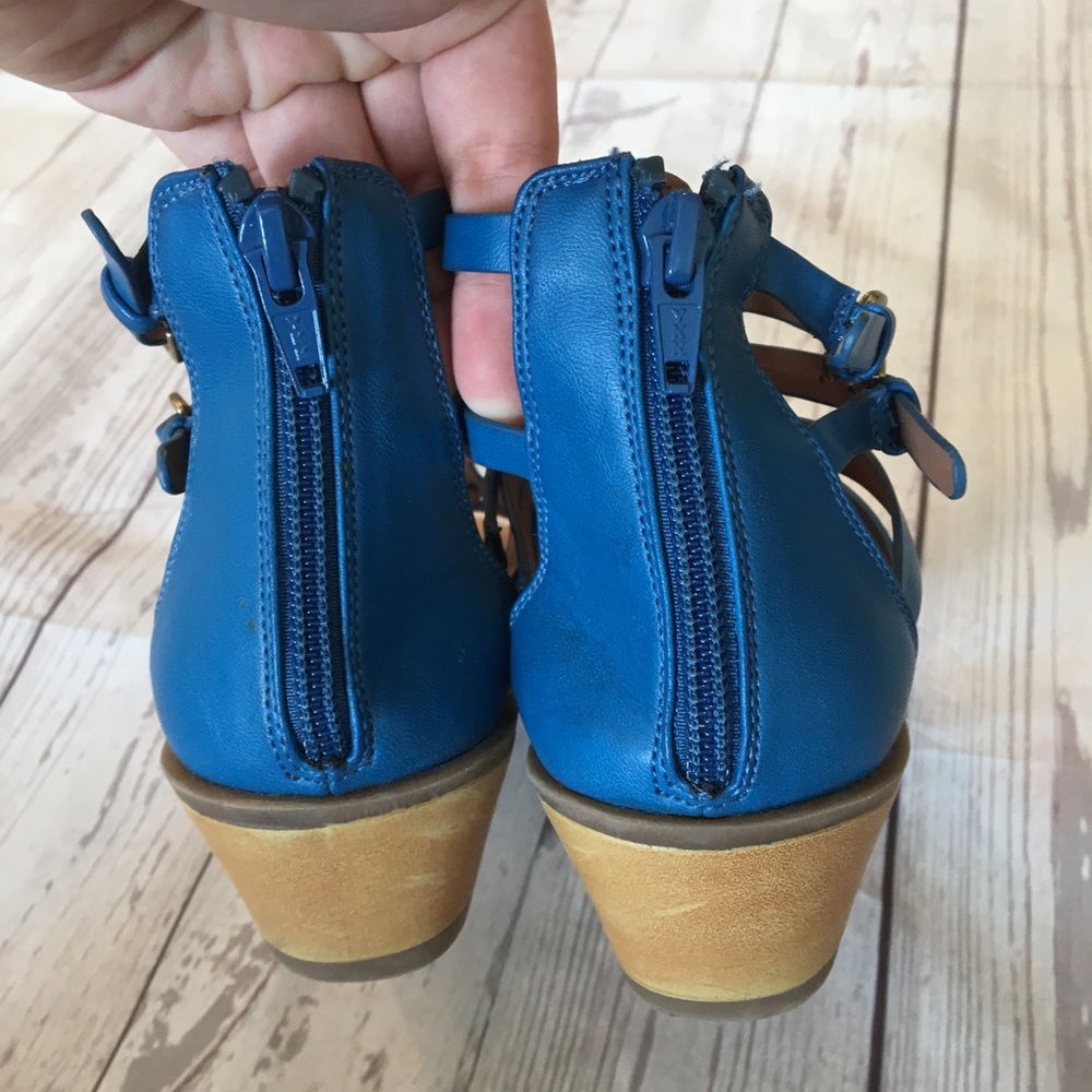 Baretraps Zazie Blue Leather Studded Wedge Strappy Comfort Sandals 6 - Picture 5 of 8